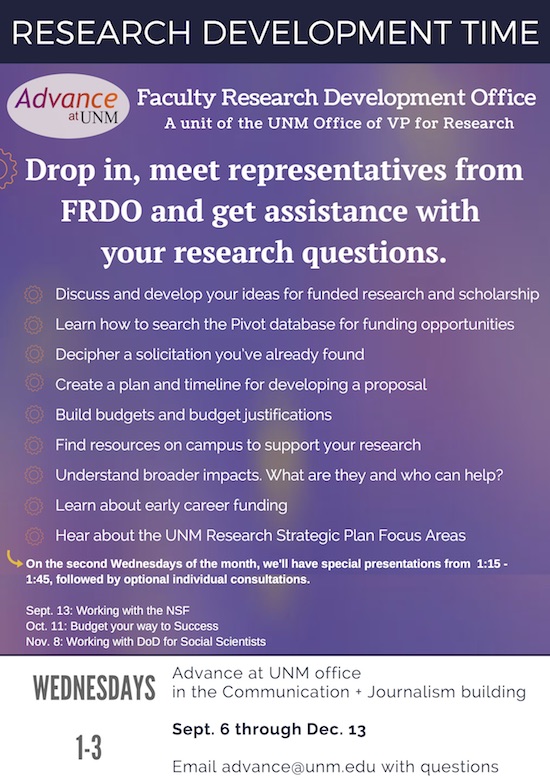 Research Development Times Wednesdays this fall