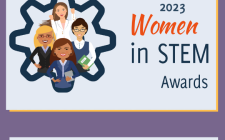 Decorative graphic and 2023 women in STEM awards