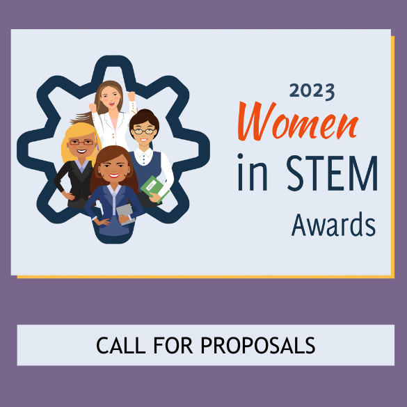 Decorative graphic and 2023 women in STEM awards