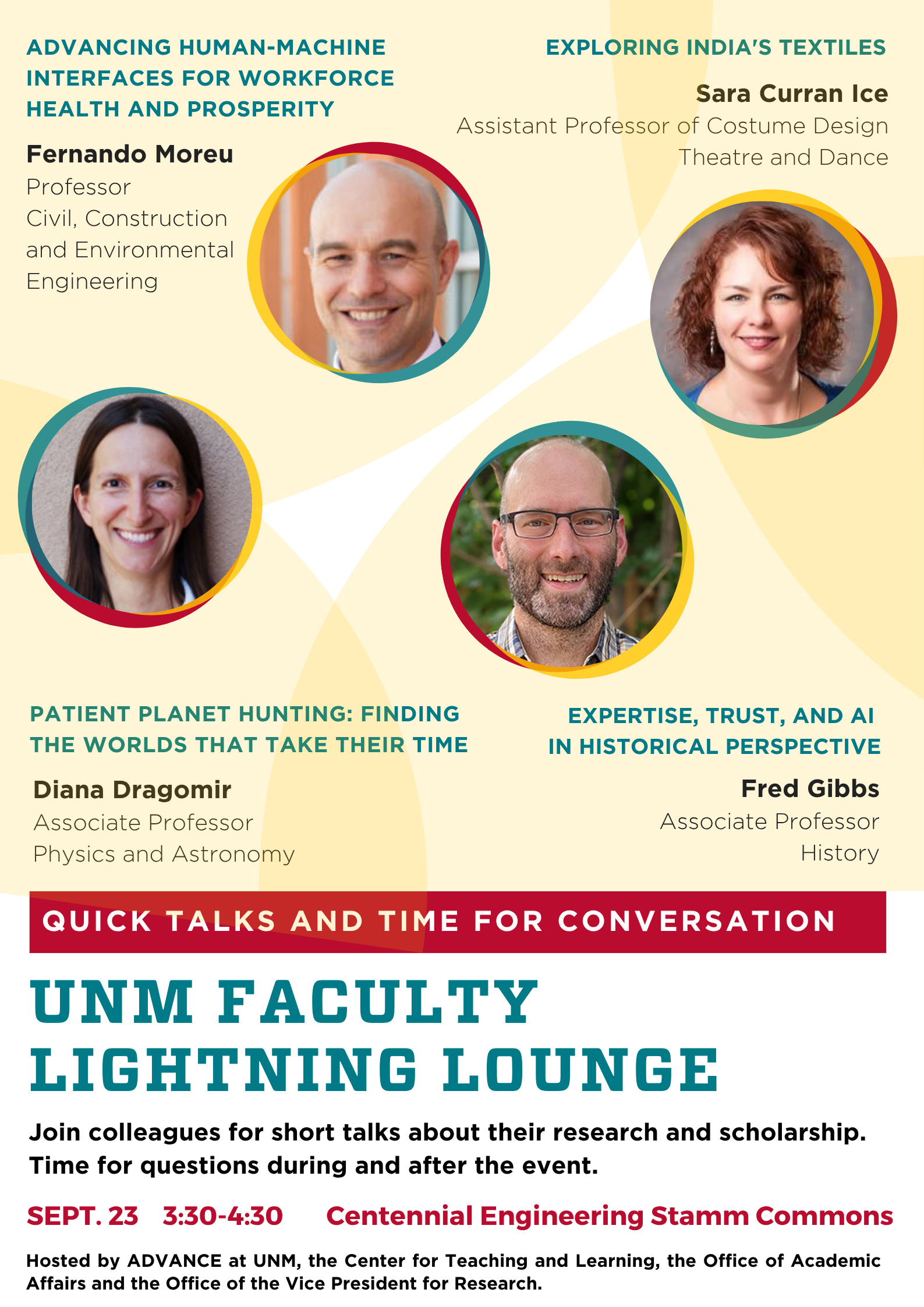Poster of speakers for the Faculty Lightning Lounge