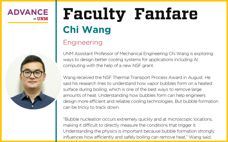 Faculty Fanfare graphic for Chi Wange